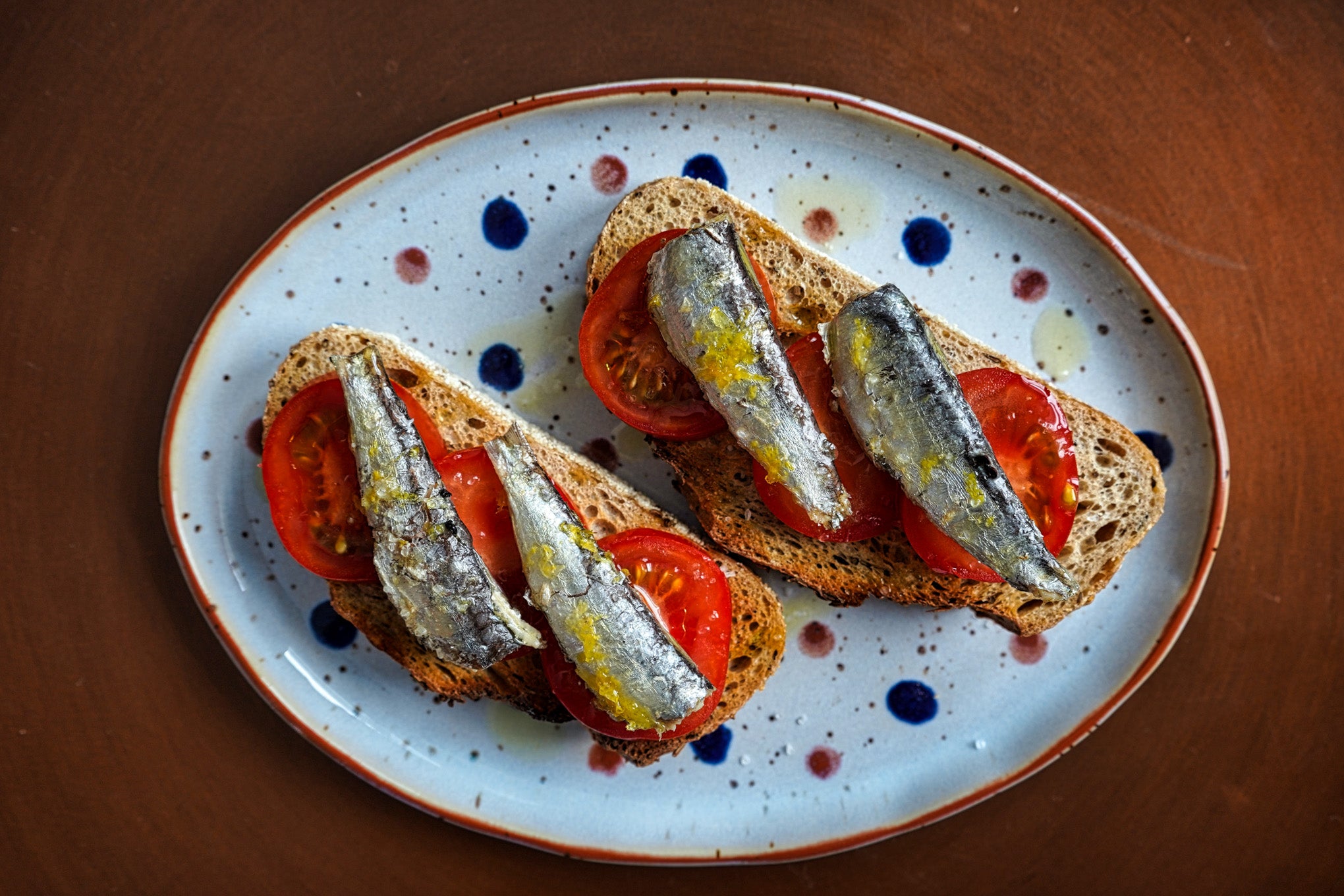 sardine toast with tomatoes