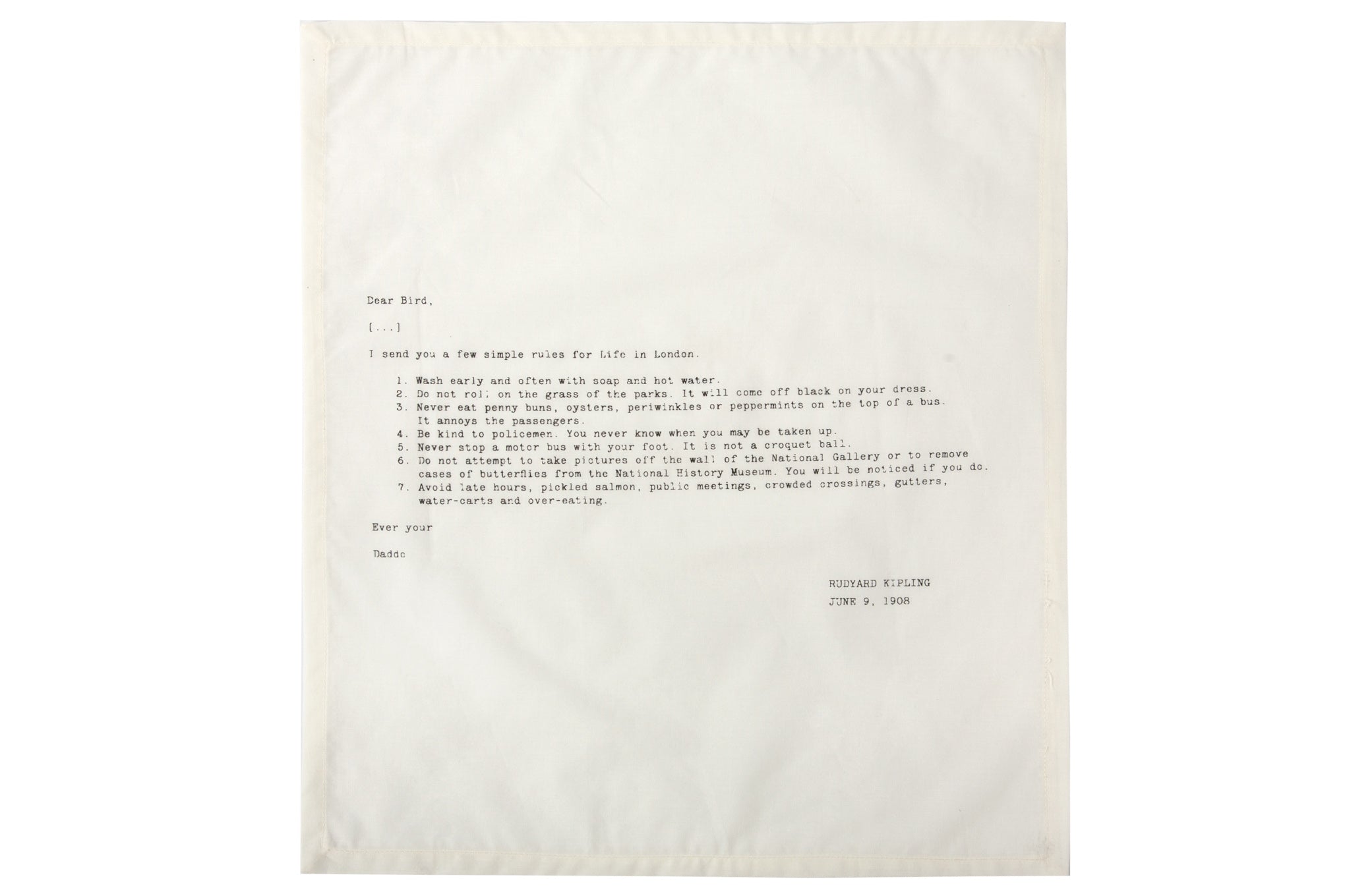 Rudyard Kipling letter napkins
